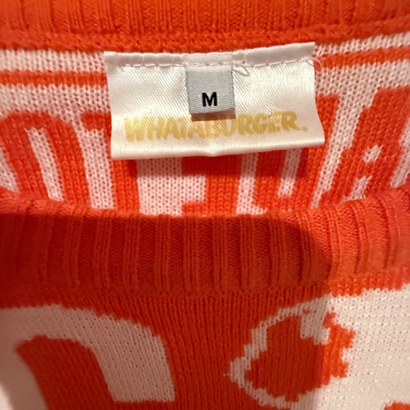 *sold* Whataburger Holiday Ugly Christmas Sweater Medium Men's Unisex Orange - Picture 2 of 6